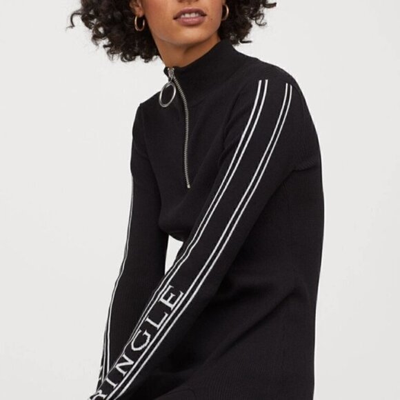 Pringle of Scotland Mock Turtleneck Black Ribbed Knit dress by H&M Size S - Picture 2 of 5